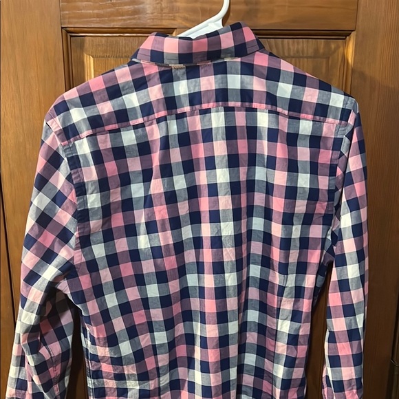 Express Casual Button Down Shirt in Pink and Blue Plaid - Picture 4 of 4